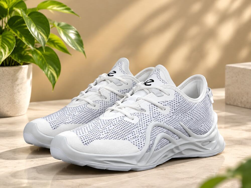 NWT ECCO Biom Infinite Men's Textile Knit Sneakers Bright White Size 12-12.5